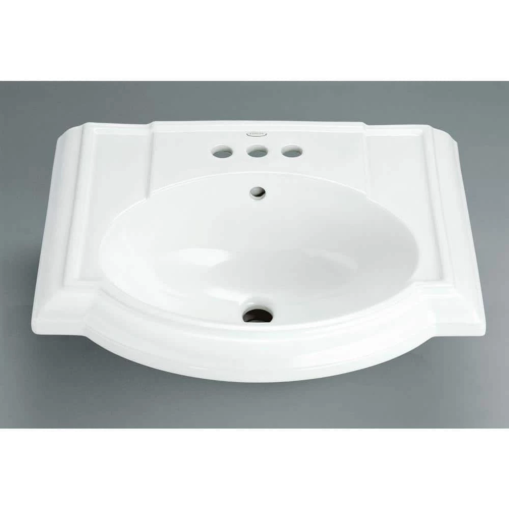 KOHLER Devonshire Vitreous China Pedestal Bathroom Sink Basin in White with Overflow Drain 5 KOHLER Devonshire Vitreous China Pedestal Bathroom Sink Basin in White with Overflow Drain - Image 3