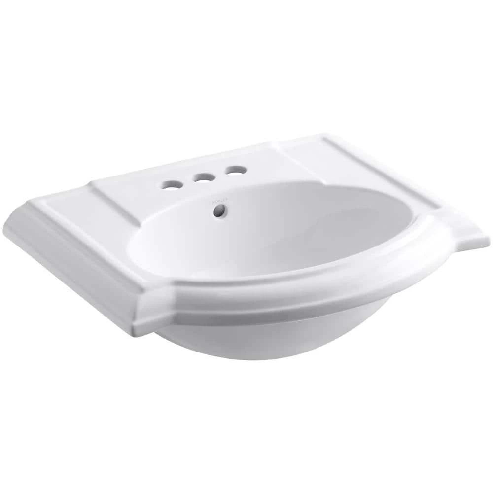 KOHLER Devonshire Vitreous China Pedestal Bathroom Sink Basin in White with Overflow Drain 3 KOHLER Devonshire Vitreous China Pedestal Bathroom Sink Basin in White with Overflow Drain