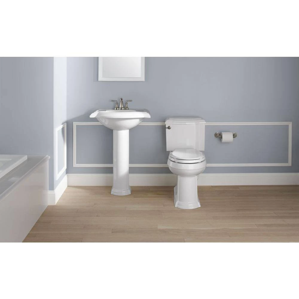 KOHLER Devonshire Vitreous China Pedestal Bathroom Sink Basin in White with Overflow Drain 6 KOHLER Devonshire Vitreous China Pedestal Bathroom Sink Basin in White with Overflow Drain - Image 4