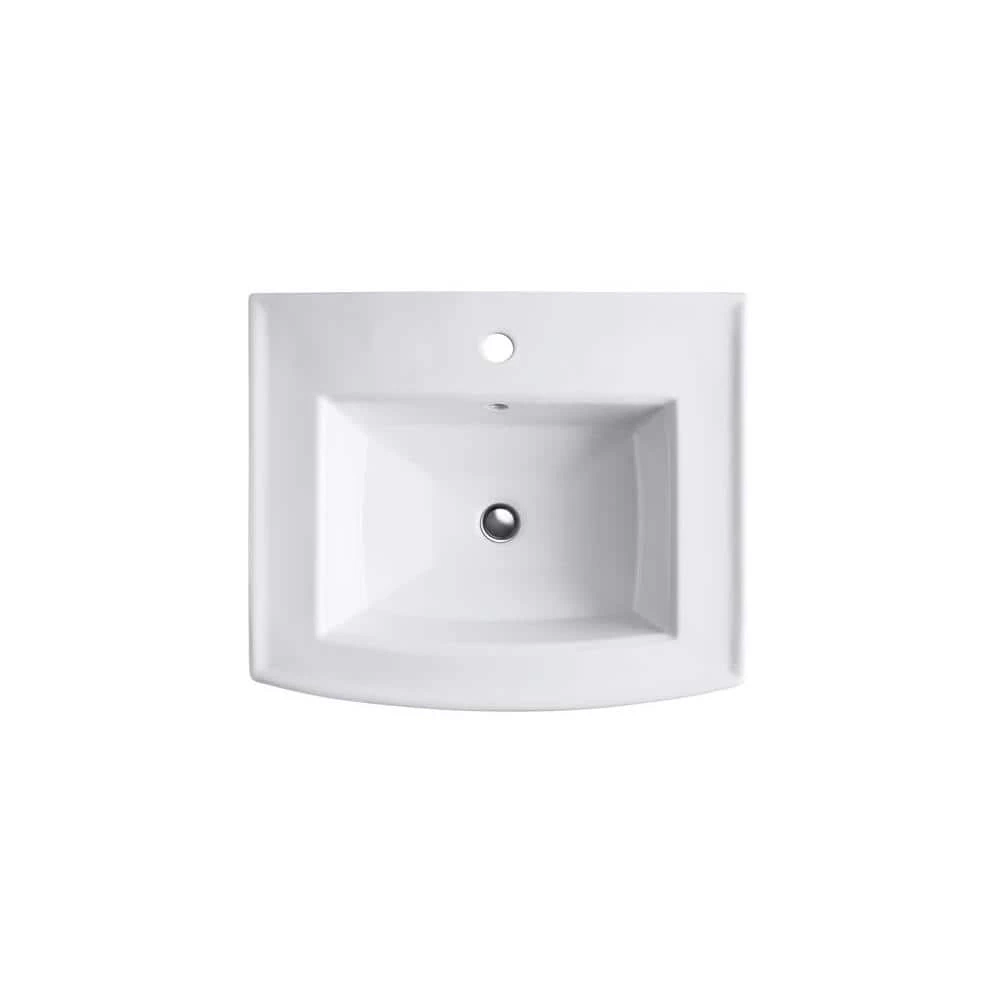 KOHLER Archer Vitreous China Pedestal Combo Bathroom Sink in White with Overflow Drain 5 KOHLER Archer Vitreous China Pedestal Combo Bathroom Sink in White with Overflow Drain - Image 3