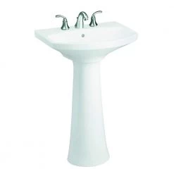 KOHLER Cimarron 8 in. Widespread Vitreous China Pedestal Combo Bathroom Sink in White with Overflow Drain -Bathroom Sinks Sales white kohler pedestal sinks k 2362 8 0 66 1000