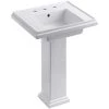 KOHLER Tresham Pedestal Combo Bathroom Sink with 8 in. Centers in White -Bathroom Sinks Sales white kohler pedestal sinks k 2844 8 0 64 1000