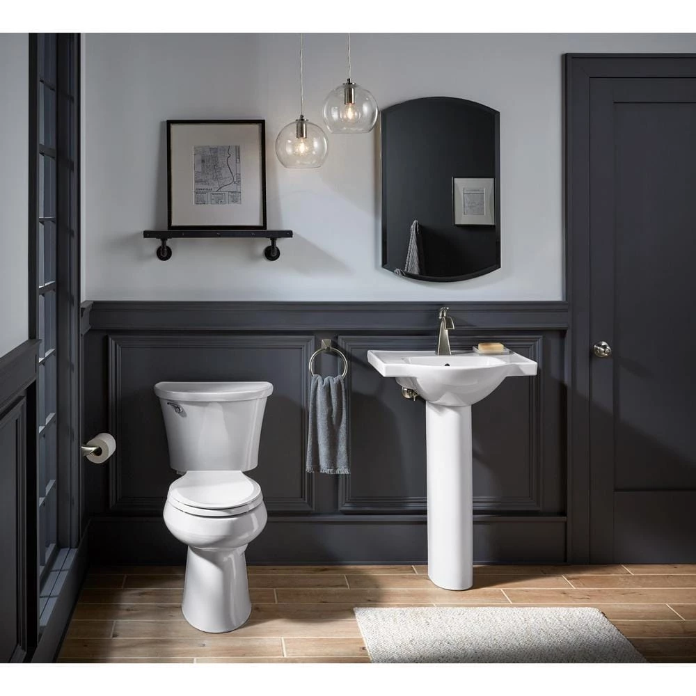 KOHLER Veer 24 in. Vitreous China Pedestal Sink Basin in White with Overflow Drain 12 KOHLER Veer 24 in. Vitreous China Pedestal Sink Basin in White with Overflow Drain - Image 10