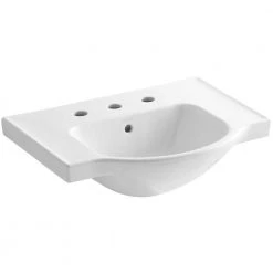 KOHLER Veer 24 in. Vitreous China Pedestal Sink Basin in White with Overflow Drain