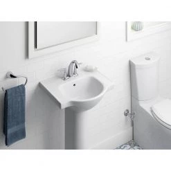 KOHLER Veer 21 in. Vitreous China Pedestal Combo Bathroom Sink in White with Overflow Drain -Bathroom Sinks Sales white kohler pedestal sinks k 5265 4 0 44 1000