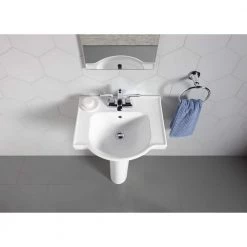 KOHLER Veer 21 in. Vitreous China Pedestal Combo Bathroom Sink in White with Overflow Drain -Bathroom Sinks Sales white kohler pedestal sinks k 5265 4 0 c3 1000