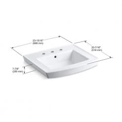 KOHLER Archer 7.87 in. Vitreous China Pedestal Sink Basin in White with Overflow Drain 14 KOHLER Archer 7.87 in. Vitreous China Pedestal Sink Basin in White with Overflow Drain -Bathroom Sinks Sales white kohler pedestal sinks k r2358 8 0 40 1000