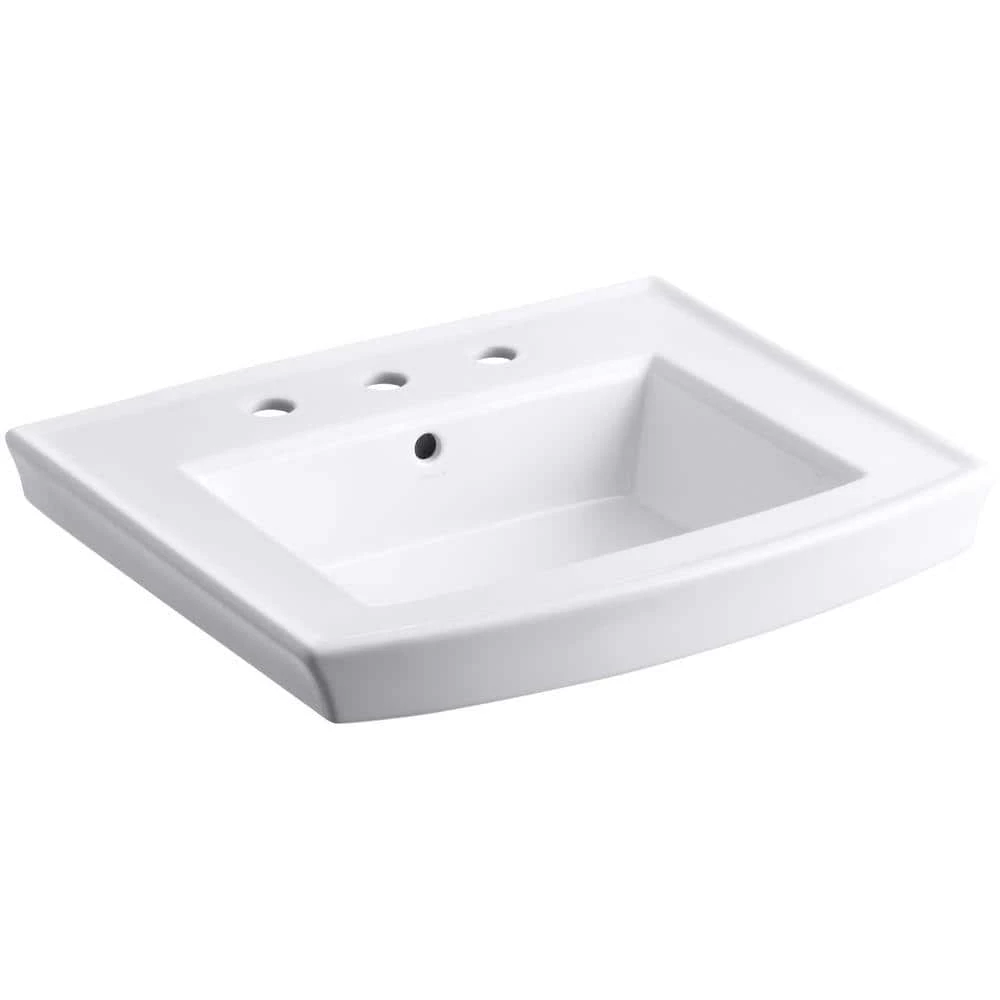 KOHLER Archer 7.87 in. Vitreous China Pedestal Sink Basin in White with Overflow Drain 3 KOHLER Archer 7.87 in. Vitreous China Pedestal Sink Basin in White with Overflow Drain