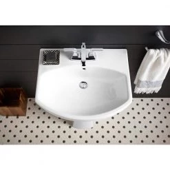 KOHLER Elmbrook 7.6875 in. Pedestal Sink Basin in White with 4 in. Centerset Faucet Holes