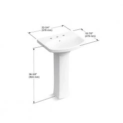 KOHLER Elmbrook 24 in. Pedestal Sink in White with 8 in. Widespread Faucet Holes 13 KOHLER Elmbrook 24 in. Pedestal Sink in White with 8 in. Widespread Faucet Holes -Bathroom Sinks Sales white kohler pedestal sinks k r5435 8 0 1d 1000