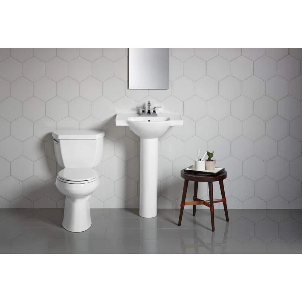 KOHLER Veer 24 in. Vitreous China Pedestal Sink Basin in White 5 KOHLER Veer 24 in. Vitreous China Pedestal Sink Basin in White - Image 3