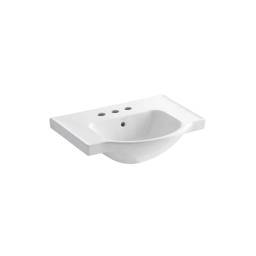 KOHLER Veer 24 in. Vitreous China Pedestal Sink Basin in White 3 KOHLER Veer 24 in. Vitreous China Pedestal Sink Basin in White