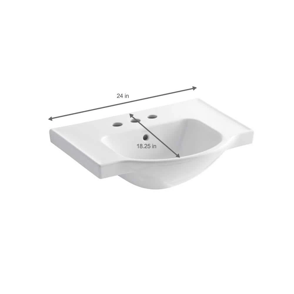 KOHLER Veer 24 in. Vitreous China Pedestal Sink Basin in White 9 KOHLER Veer 24 in. Vitreous China Pedestal Sink Basin in White - Image 7
