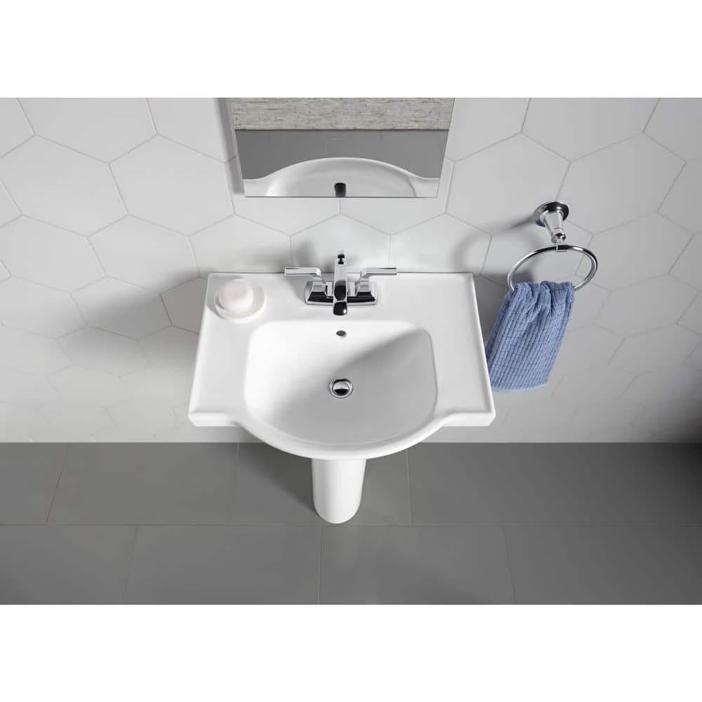 KOHLER Veer 24 in. Vitreous China Pedestal Sink Basin in White 6 KOHLER Veer 24 in. Vitreous China Pedestal Sink Basin in White - Image 4