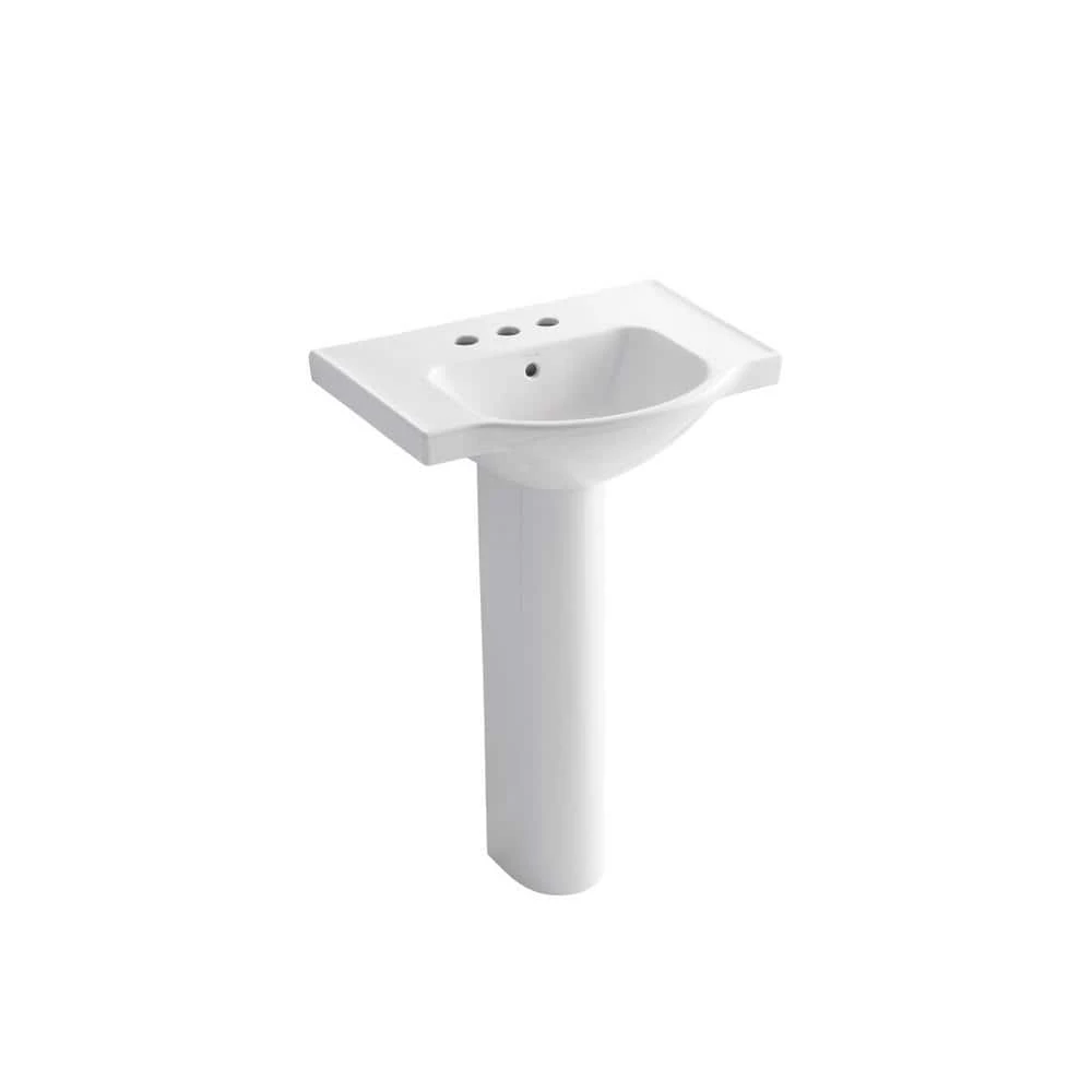 KOHLER Veer 24 in. Vitreous China Pedestal Sink Basin in White 4 KOHLER Veer 24 in. Vitreous China Pedestal Sink Basin in White - Image 2