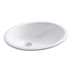 KOHLER Caxton Vitreous China Undermount Bathroom Sink with Glazed Underside in White