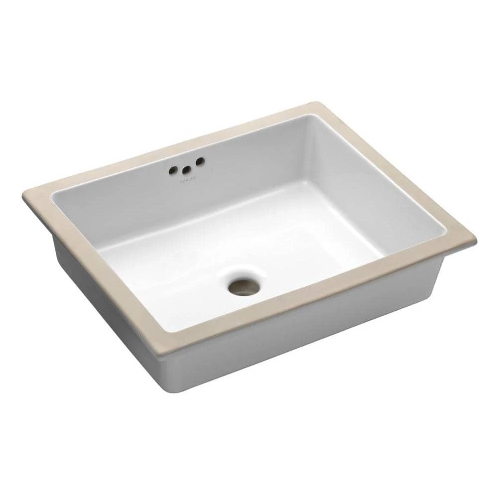 KOHLER Kathryn Vitreous China Undermount Bathroom Sink in White with Overflow Drain 3 KOHLER Kathryn Vitreous China Undermount Bathroom Sink in White with Overflow Drain