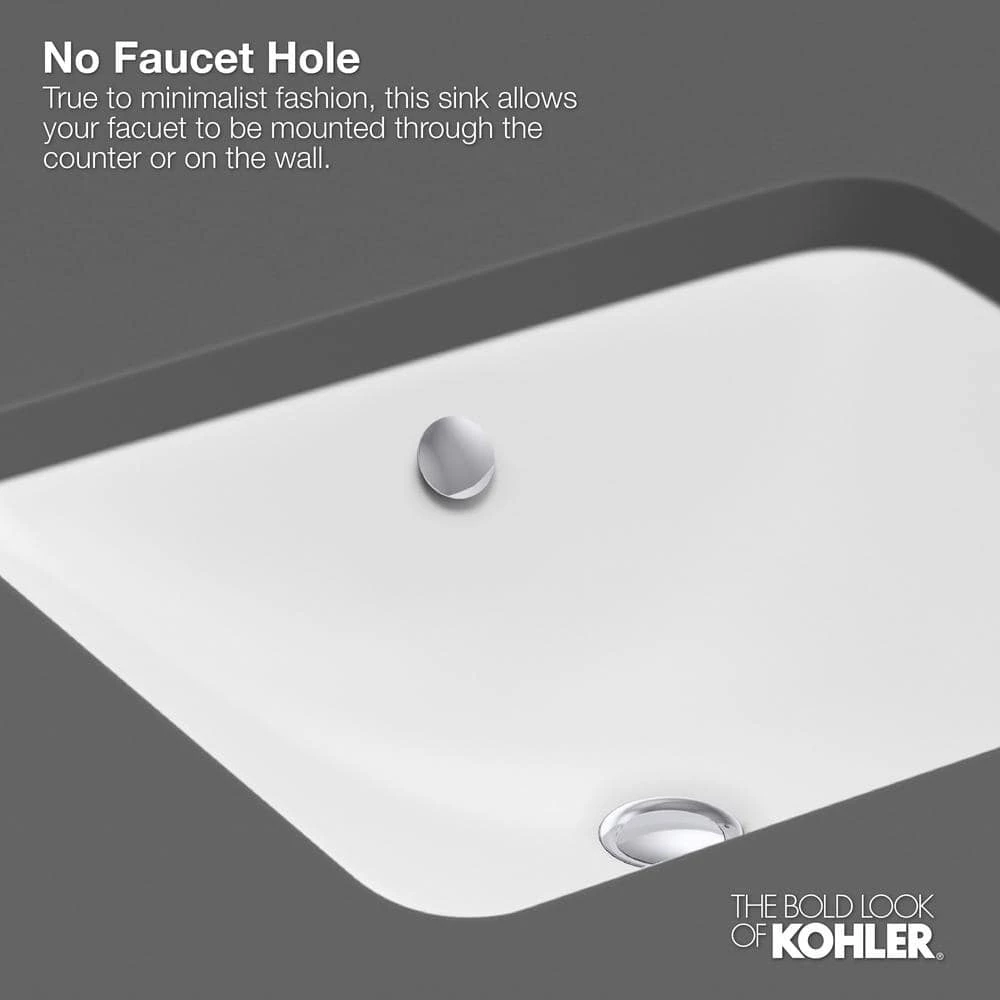 KOHLER Kathryn Vitreous China Undermount Bathroom Sink in White with Overflow Drain 16 KOHLER Kathryn Vitreous China Undermount Bathroom Sink in White with Overflow Drain - Image 14