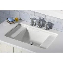 KOHLER Ledges Undermount Cast Iron Bathroom Sink in White with Overflow Drain -Bathroom Sinks Sales white kohler undermount bathroom sinks k 2838 0 77 1000