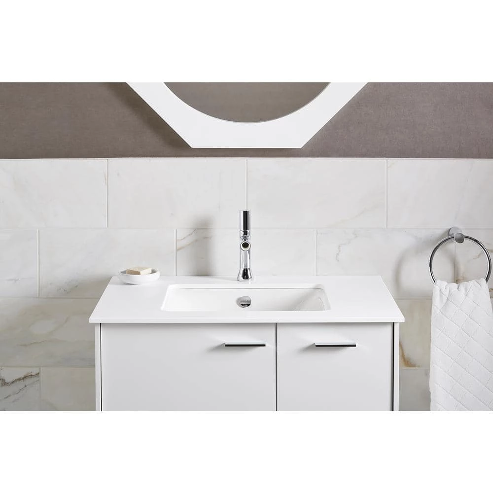 KOHLER Iron Plains Drop-In/Under-Mounted Cast Iron Bathroom Sink in White with Overflow 9 KOHLER Iron Plains Drop-In/Under-Mounted Cast Iron Bathroom Sink in White with Overflow - Image 7