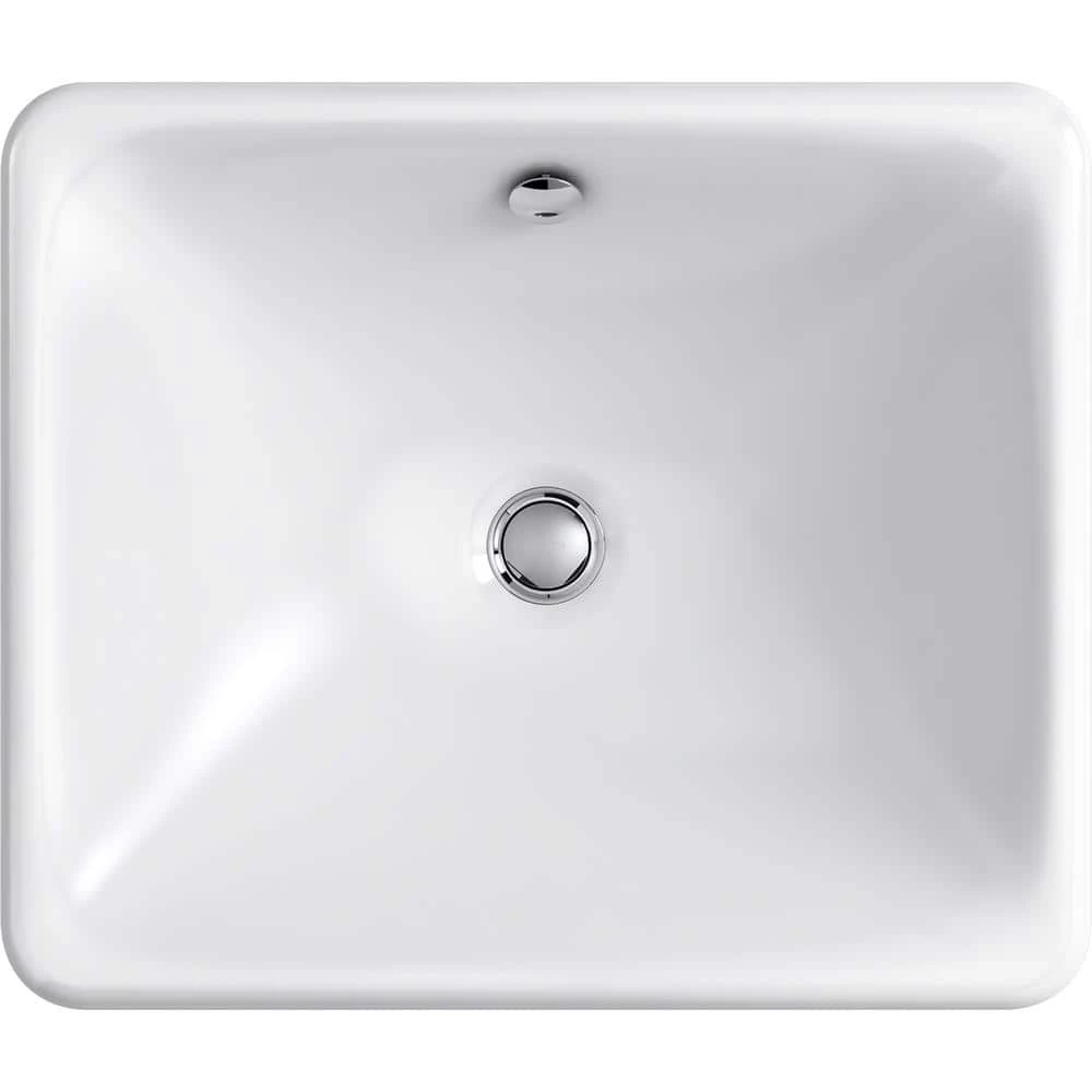 KOHLER Iron Plains Drop-In/Under-Mounted Cast Iron Bathroom Sink in White with Overflow 4 KOHLER Iron Plains Drop-In/Under-Mounted Cast Iron Bathroom Sink in White with Overflow - Image 2