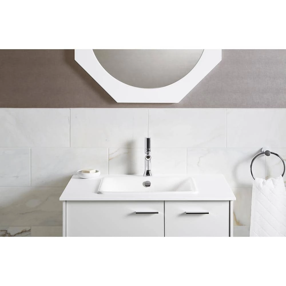KOHLER Iron Plains Drop-In/Under-Mounted Cast Iron Bathroom Sink in White with Overflow 8 KOHLER Iron Plains Drop-In/Under-Mounted Cast Iron Bathroom Sink in White with Overflow - Image 6