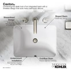 KOHLER Caxton Rectangle Undermount Bathroom Sink in White -Bathroom Sinks Sales white kohler undermount bathroom sinks k ec20000 0 1f 1000