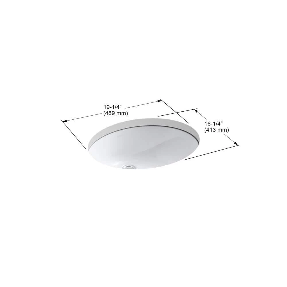 KOHLER Caxton 16-1/4 in. Oval Vitreous China Undermount Bathroom Sink in White with Overflow Drain 12 KOHLER Caxton 16-1/4 in. Oval Vitreous China Undermount Bathroom Sink in White with Overflow Drain - Image 10