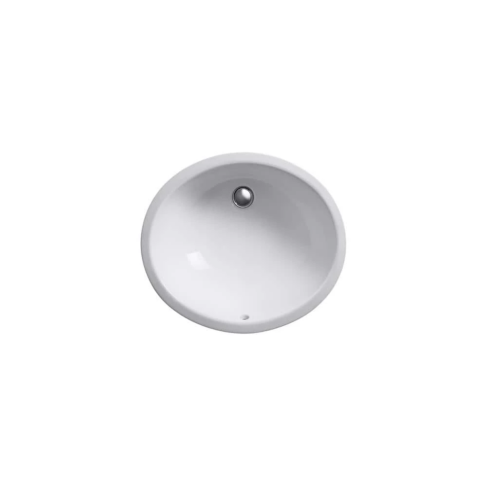 KOHLER Caxton 16-1/4 in. Oval Vitreous China Undermount Bathroom Sink in White with Overflow Drain 6 KOHLER Caxton 16-1/4 in. Oval Vitreous China Undermount Bathroom Sink in White with Overflow Drain - Image 4