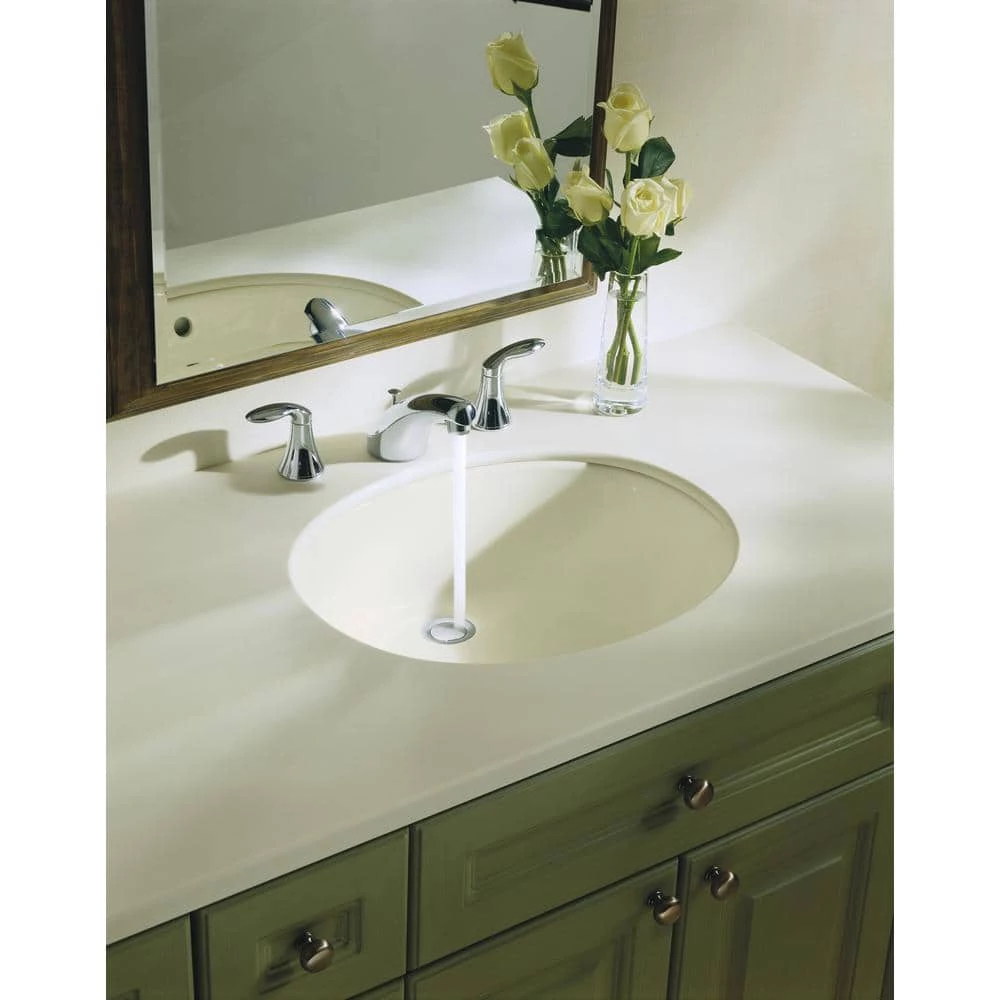 KOHLER Caxton 16-1/4 in. Oval Vitreous China Undermount Bathroom Sink in White with Overflow Drain 10 KOHLER Caxton 16-1/4 in. Oval Vitreous China Undermount Bathroom Sink in White with Overflow Drain - Image 8