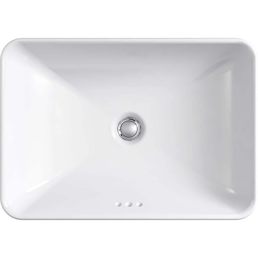 KOHLER Vox Rectangle Vitreous China Vessel Sink in White with Overflow Drain 6 KOHLER Vox Rectangle Vitreous China Vessel Sink in White with Overflow Drain - Image 4