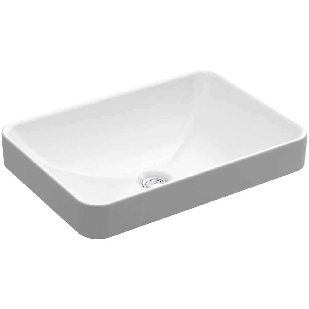 KOHLER Vox Rectangle Vitreous China Vessel Sink in White with Overflow Drain 3 KOHLER Vox Rectangle Vitreous China Vessel Sink in White with Overflow Drain