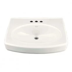 KOHLER Pinoir 4 in. Vitreous China Pedestal Sink Basin in White with Overflow Drain