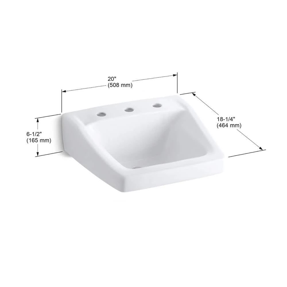 KOHLER Greenwich Wall-Mount Vitreous China Bathroom Sink in White with Overflow Drain 4 KOHLER Greenwich Wall-Mount Vitreous China Bathroom Sink in White with Overflow Drain - Image 2