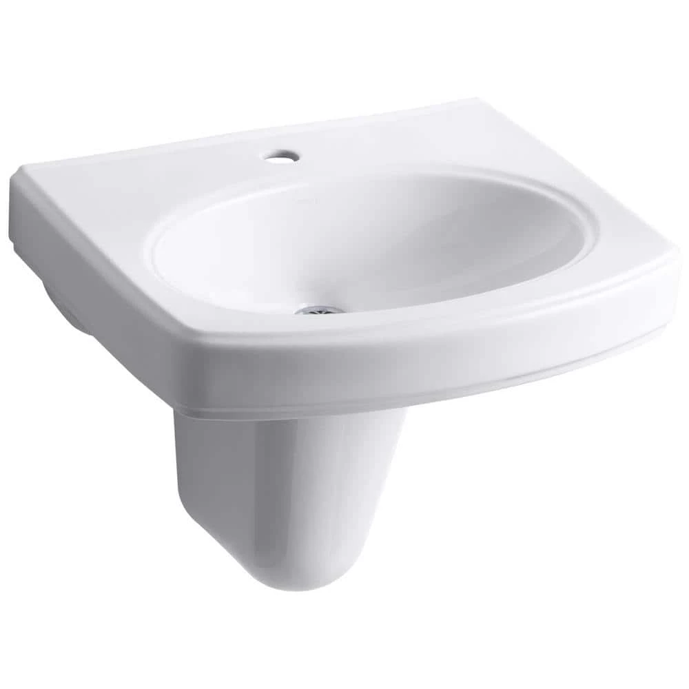 KOHLER Pinoir Wall-Mount Vitreous China Bathroom Sink in White with Overflow Drain 3 KOHLER Pinoir Wall-Mount Vitreous China Bathroom Sink in White with Overflow Drain