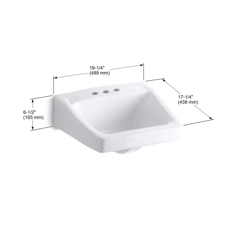 KOHLER Soho Wall-Mount Vitreous China Bathroom Sink in White with Overflow Drain 5 KOHLER Soho Wall-Mount Vitreous China Bathroom Sink in White with Overflow Drain - Image 3