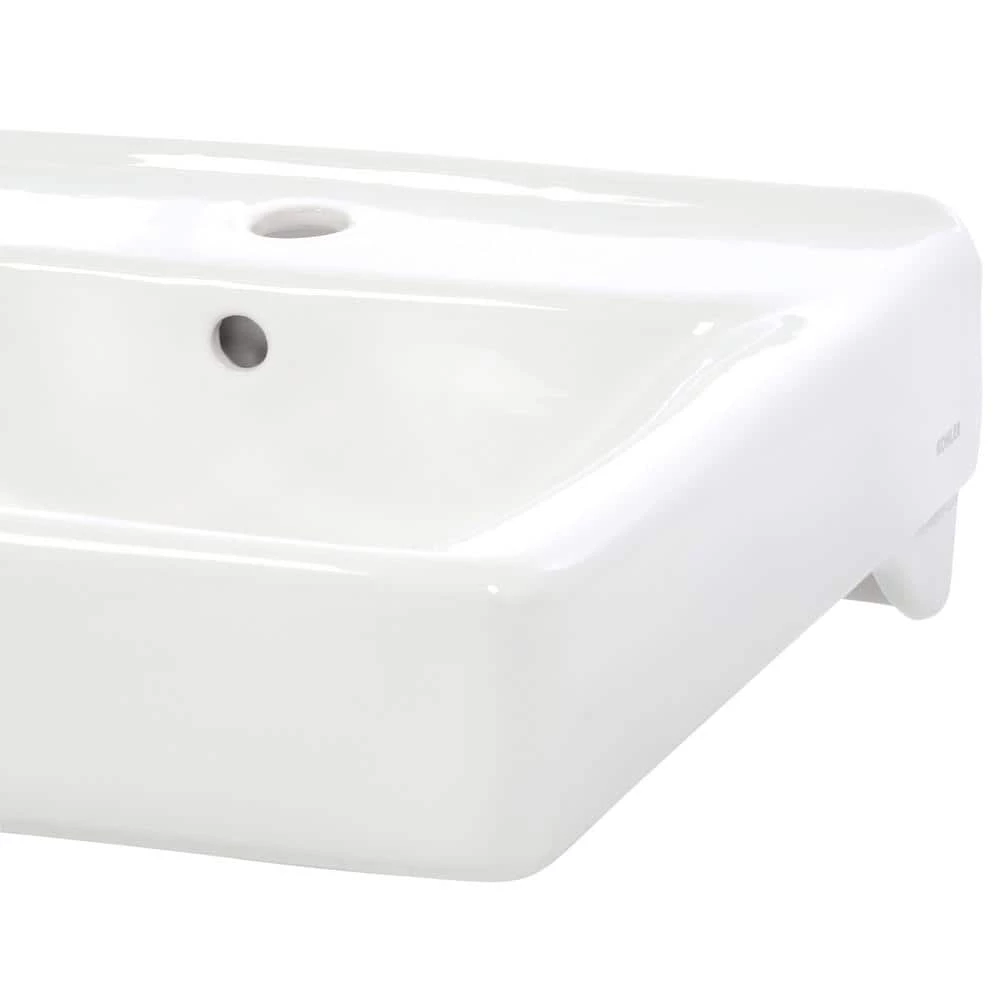 KOHLER Soho Wall-Mount Vitreous China Bathroom Sink in White with Overflow Drain 7 KOHLER Soho Wall-Mount Vitreous China Bathroom Sink in White with Overflow Drain - Image 5