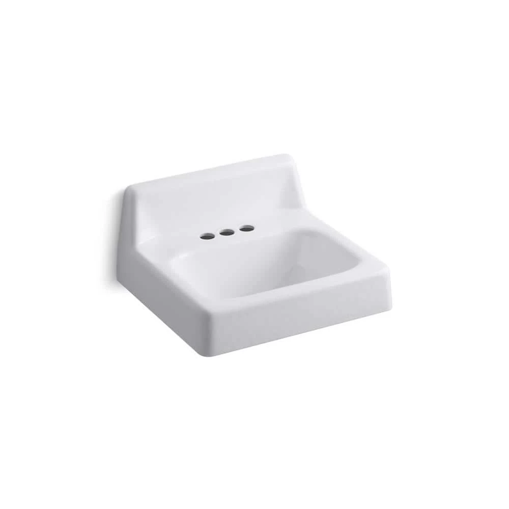 KOHLER Hudson Wall-Mounted Cast Iron Bathroom Sink in White with Overflow Drain 3 KOHLER Hudson Wall-Mounted Cast Iron Bathroom Sink in White with Overflow Drain