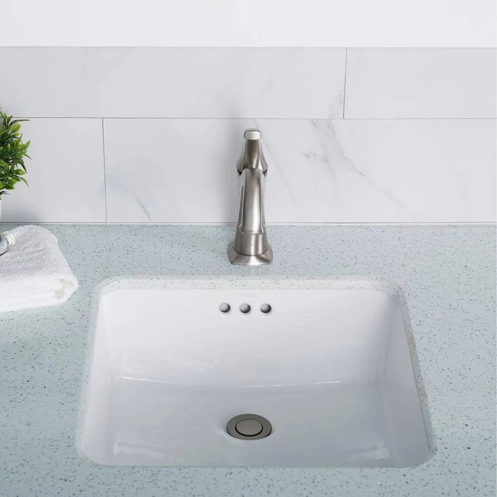 KRAUS Elavo Square Ceramic Undermount Bathroom Sink in White with Overflow 4 KRAUS Elavo Square Ceramic Undermount Bathroom Sink in White with Overflow - Image 2