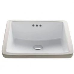 KRAUS Elavo Square Ceramic Undermount Bathroom Sink in White with Overflow