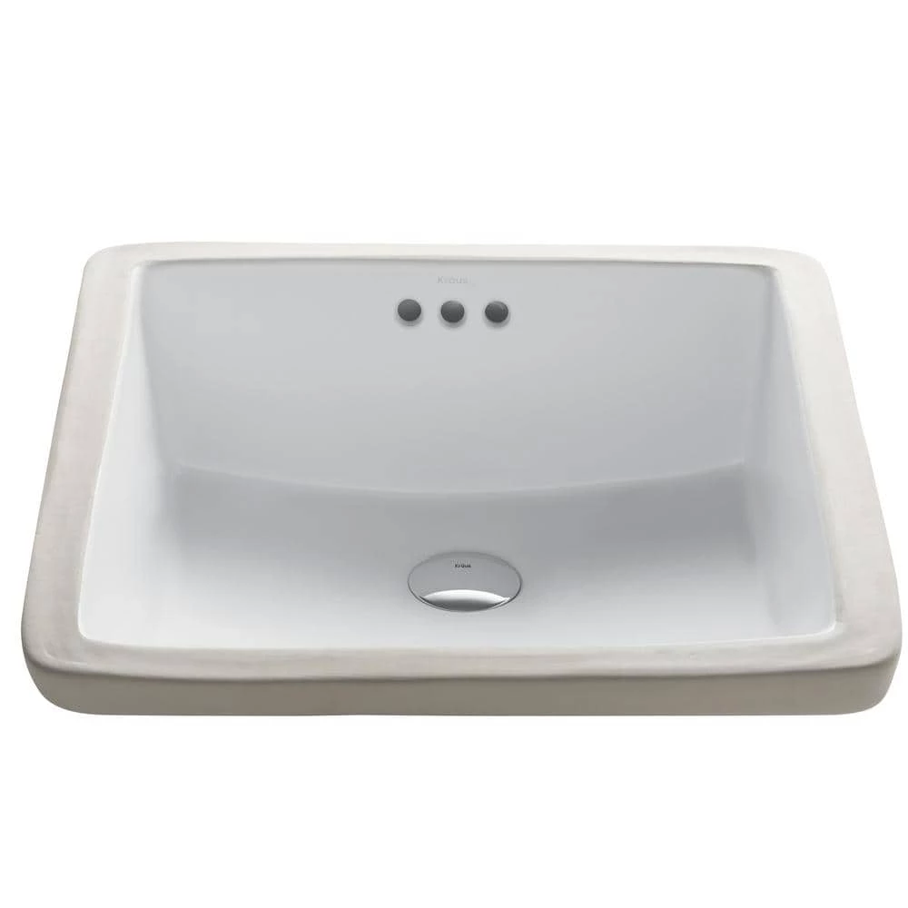 KRAUS Elavo Square Ceramic Undermount Bathroom Sink in White with Overflow 3 KRAUS Elavo Square Ceramic Undermount Bathroom Sink in White with Overflow