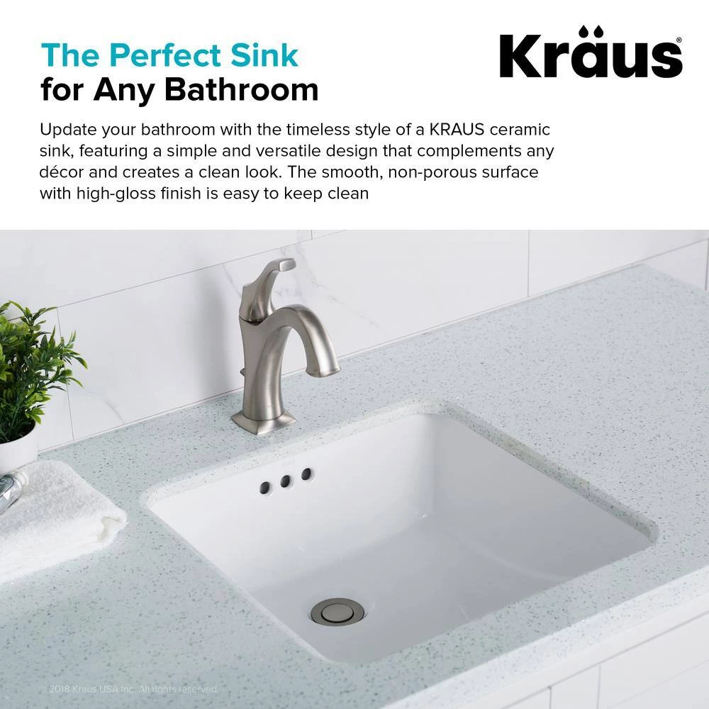 KRAUS Elavo Square Ceramic Undermount Bathroom Sink in White with Overflow 8 KRAUS Elavo Square Ceramic Undermount Bathroom Sink in White with Overflow - Image 6