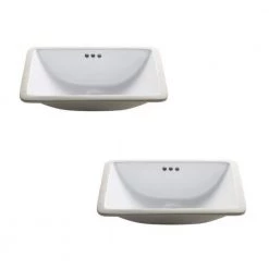 KRAUS Elavo 21 in. Rectangular Undermount White Porcelain Ceramic Bathroom Sink with Overflow (2-Pack)