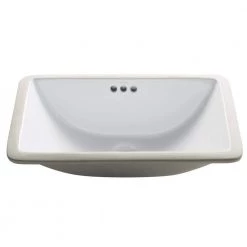 KRAUS Elavo Small Rectangular Ceramic Undermount Bathroom Sink in White with Overflow