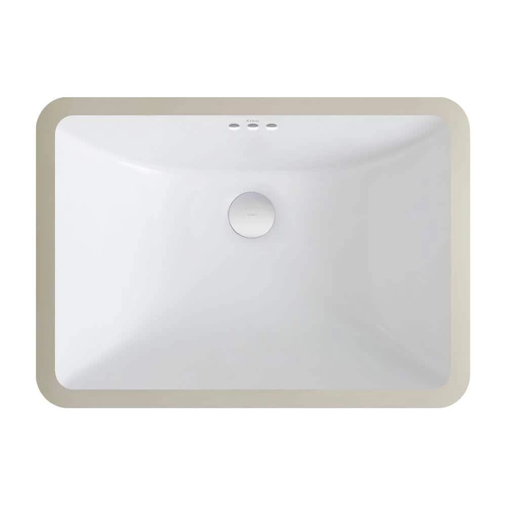 KRAUS Elavo Large Rectangular Ceramic Undermount Bathroom Sink in White with Overflow 12 KRAUS Elavo Large Rectangular Ceramic Undermount Bathroom Sink in White with Overflow - Image 10