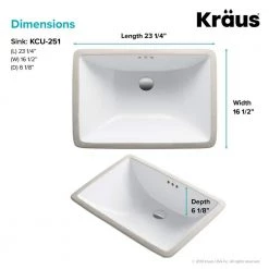 KRAUS Elavo Large Rectangular Ceramic Undermount Bathroom Sink in White with Overflow 19 KRAUS Elavo Large Rectangular Ceramic Undermount Bathroom Sink in White with Overflow -Bathroom Sinks Sales white kraus undermount bathroom sinks kcu 251 66 1000