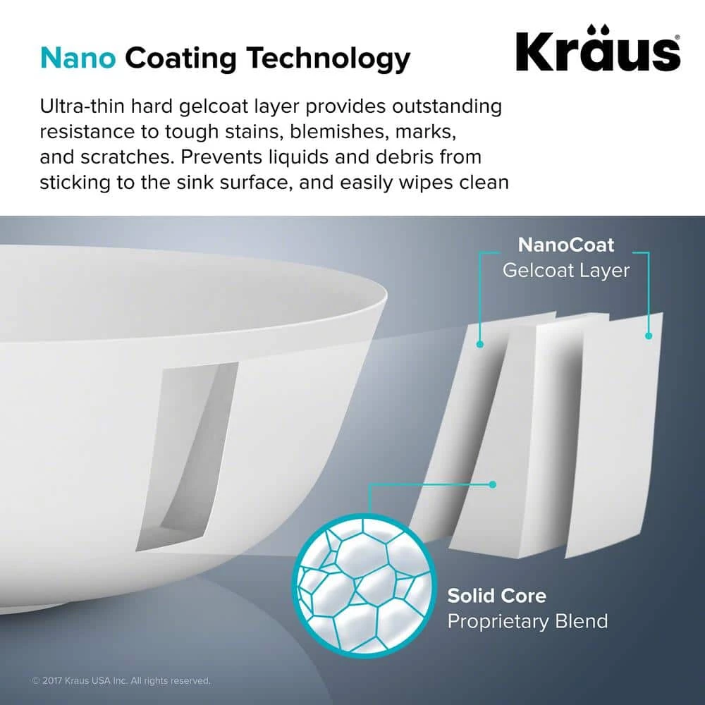 KRAUS Natura 14.6 in. Solid Surface Undermount Sink Basin in White 7 KRAUS Natura 14.6 in. Solid Surface Undermount Sink Basin in White - Image 5