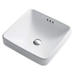 KRAUS Elavo Series Square Ceramic Semi-Recessed Bathroom Sink in White with Overflow -Bathroom Sinks Sales white kraus vessel sinks kcr 281 1f 1000