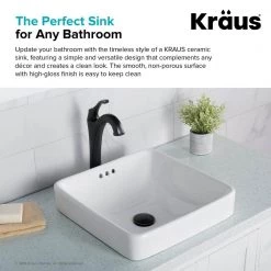 KRAUS Elavo Square Porcelain Ceramic Semi-Recessed Vessel White Bathroom Sink with Overflow, 16-1/2 in. (2-Pack) -Bathroom Sinks Sales white kraus vessel sinks kcr 281 2pk 66 1000