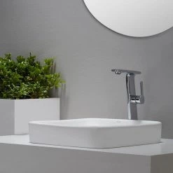 KRAUS Elavo Series Square Ceramic Semi-Recessed Bathroom Sink in White with Overflow -Bathroom Sinks Sales white kraus vessel sinks kcr 281 31 1000